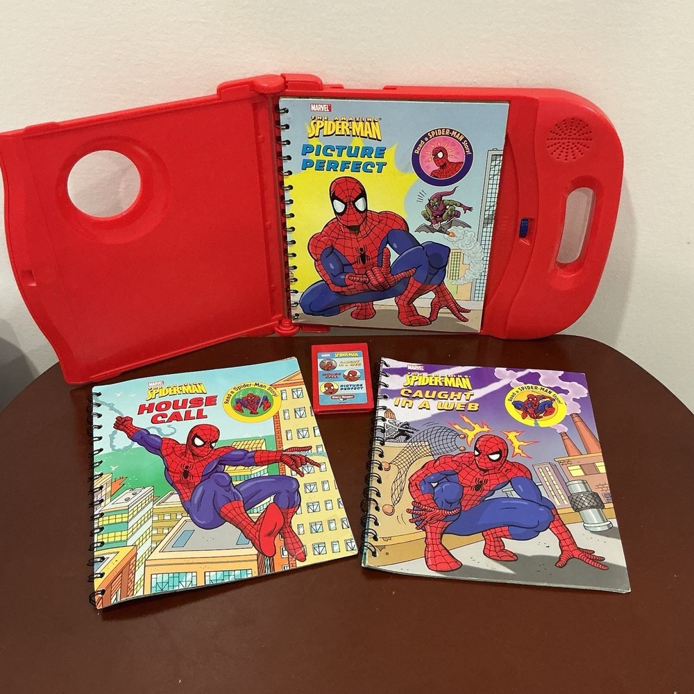Vintage STORY READER with Three Spider Man Books & Cartridge Read Along Untested